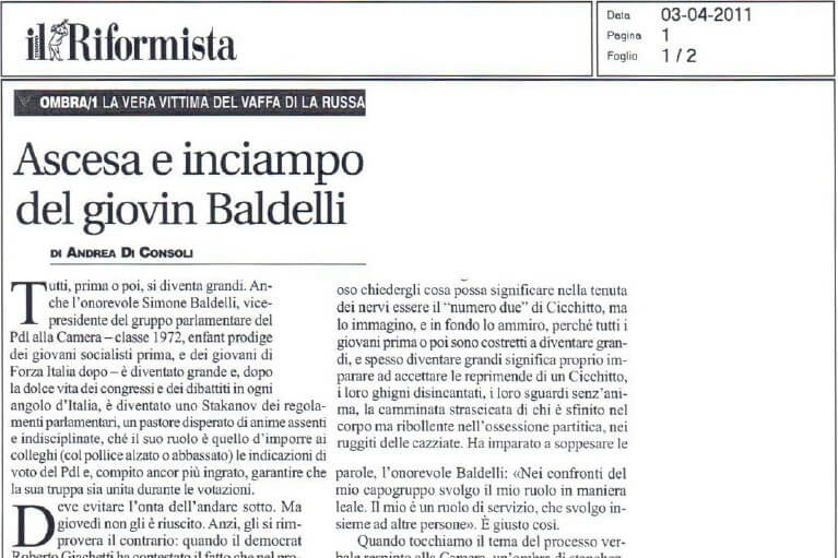 Scopri di più sull'articolo Ascesa e inciampo del giovin Baldelli